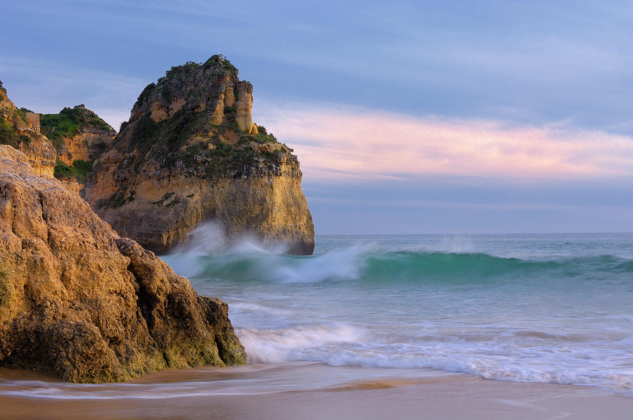 Rocky Coast At Praia De Rocha Photograph by Cornelia Doerr