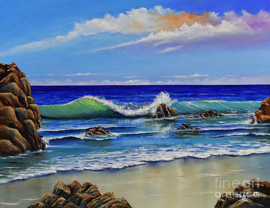 Rocky Coast Painting by Mary Scott