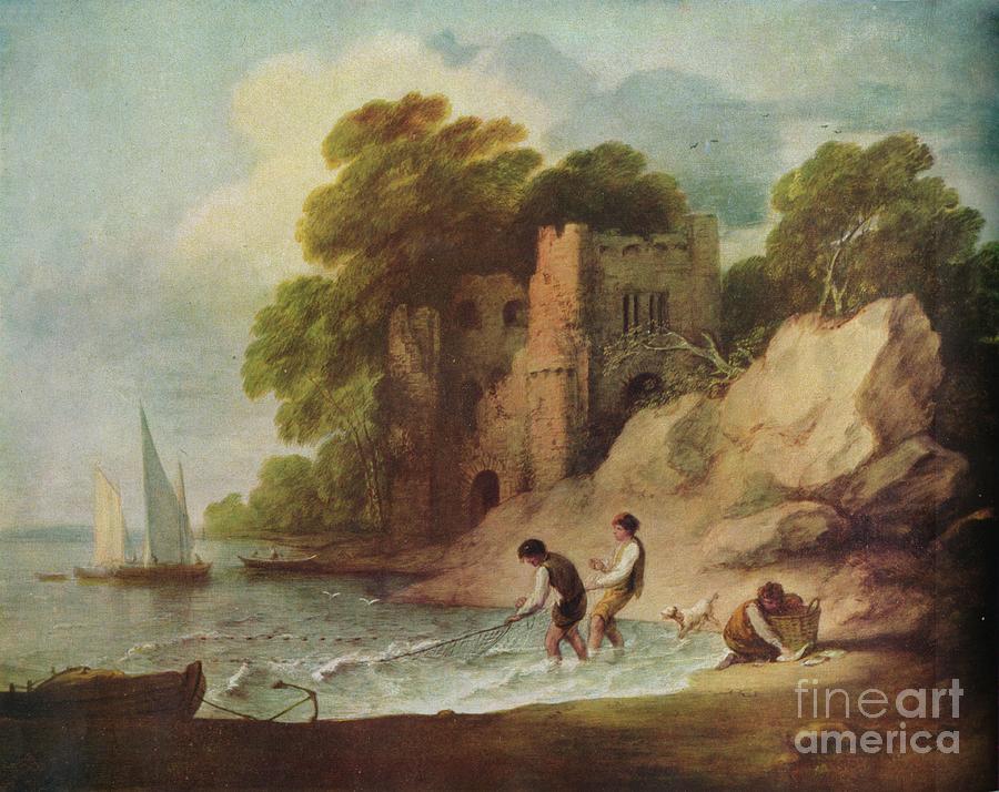 Rocky Coastal Scene With Ruined Castle Drawing by Print Collector