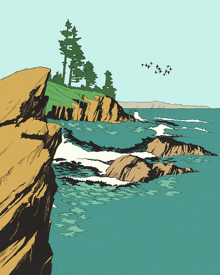 Nature Drawing - Rocky Coastline by CSA Images