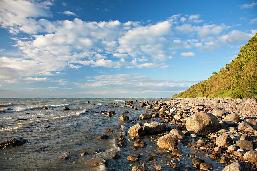 Rocky Coastline With Boulders In Warm Photograph by Avtg