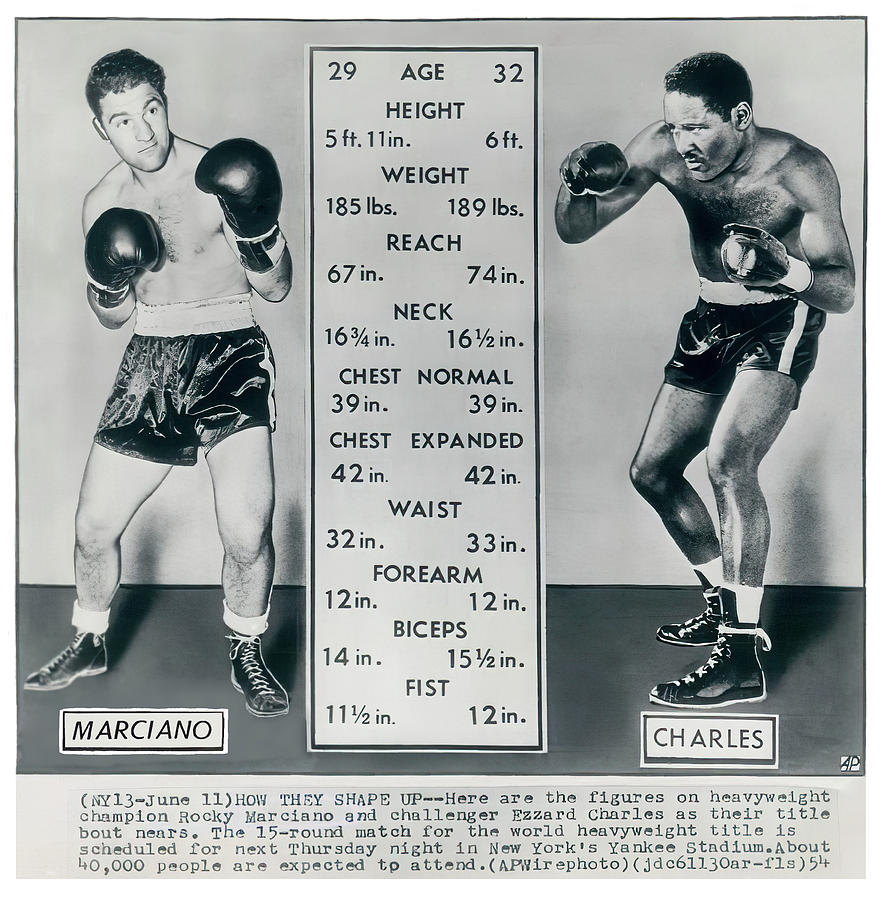 ROCKY MARCIANO v s EZZARD CHARLES TALE of the TAPE 1954 Photograph by ...