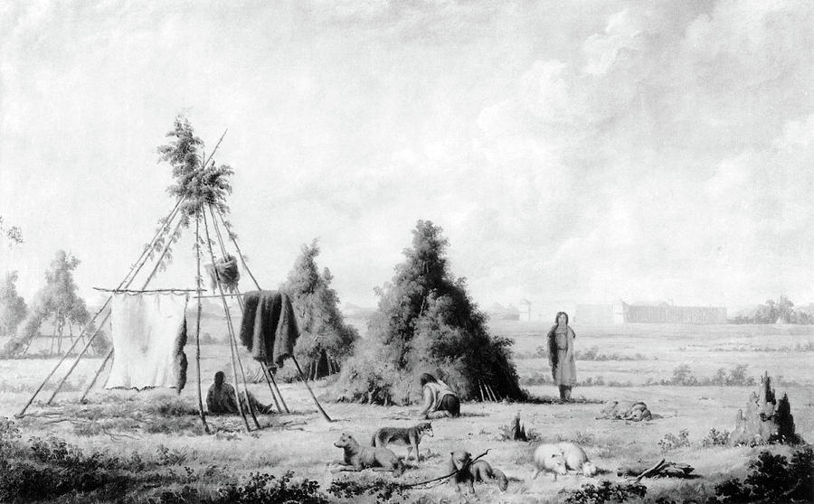 Rocky Mountain Indian Encampment Painting by Science Source