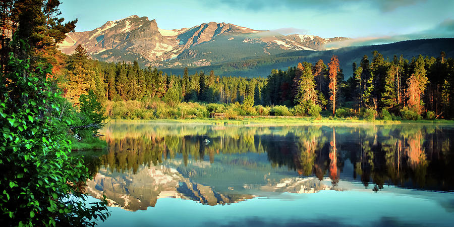 National Parks Photograph - Rocky Mountain Peak Landscape Panorama - Estes Park Colorado by Gregory Ballos