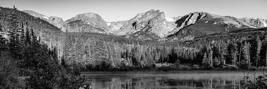 Rocky Mountain Peaks in Monochrome - Estes Park Colorado Panorama Photograph by Gregory Ballos
