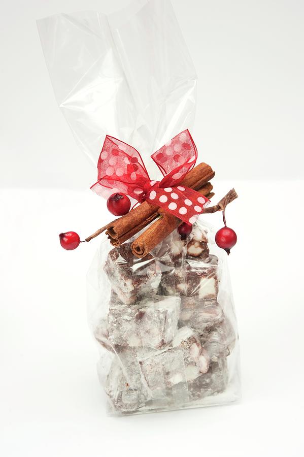 Rocky Road With Nuts And Cherries As A Christmas Gift Photograph by Linda Burgess