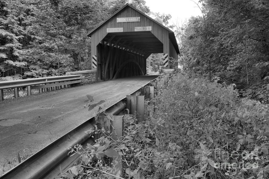 Rod Up To The Books Covered Bridge Black And White Photograph by Adam Jewell