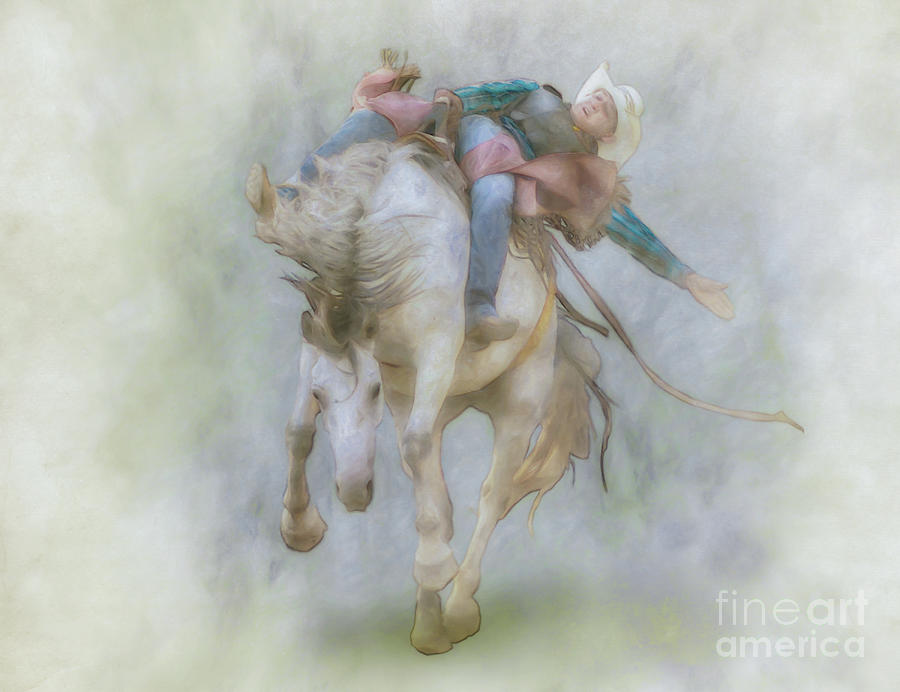 Rodeo Rider Bronco Busting Two Digital Art by Randy Steele