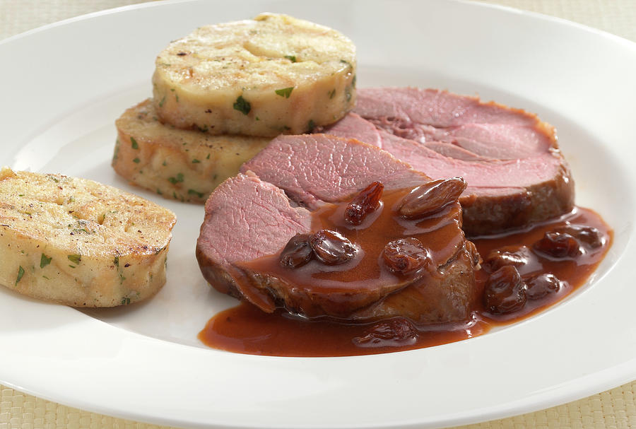 Roe Deer Sauerbraten With Sweet And Sour Sauce And Napkin Dumplings Photograph by Linda Sonntag