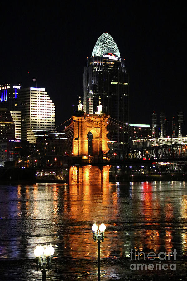 Roebling Bridge at Night  7266 Photograph by Jack Schultz