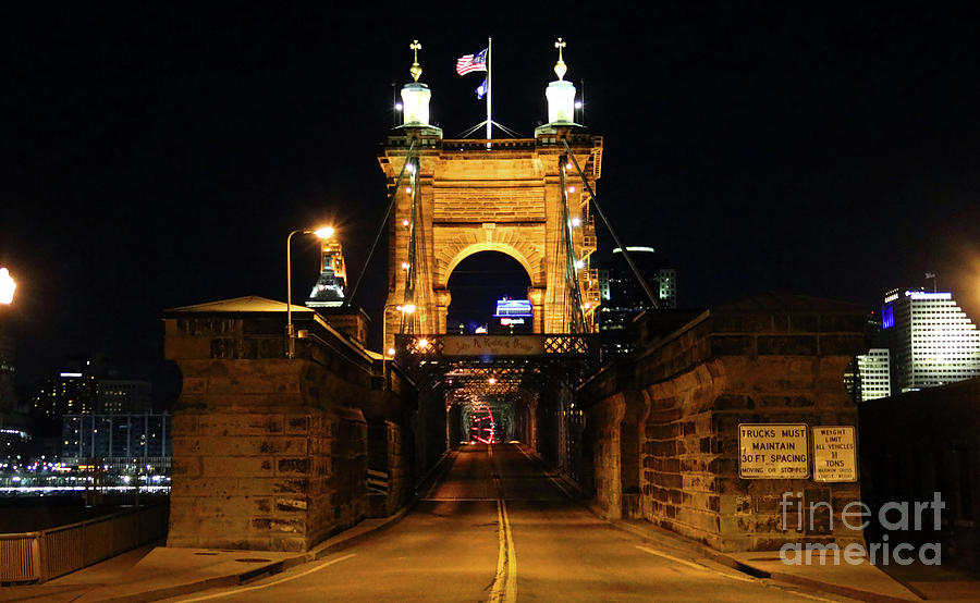 Roebling Bridge at Night 7284b Photograph by Jack Schultz