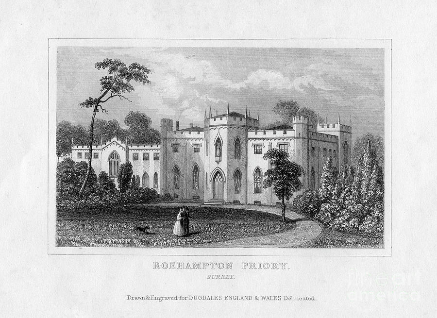 Roehampton Priory, Surrey, Mid 19th Drawing by Print Collector