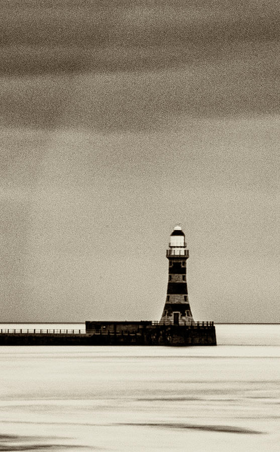 Roker Pier and Lighthouse in Sepia Photograph by John Paul Cullen