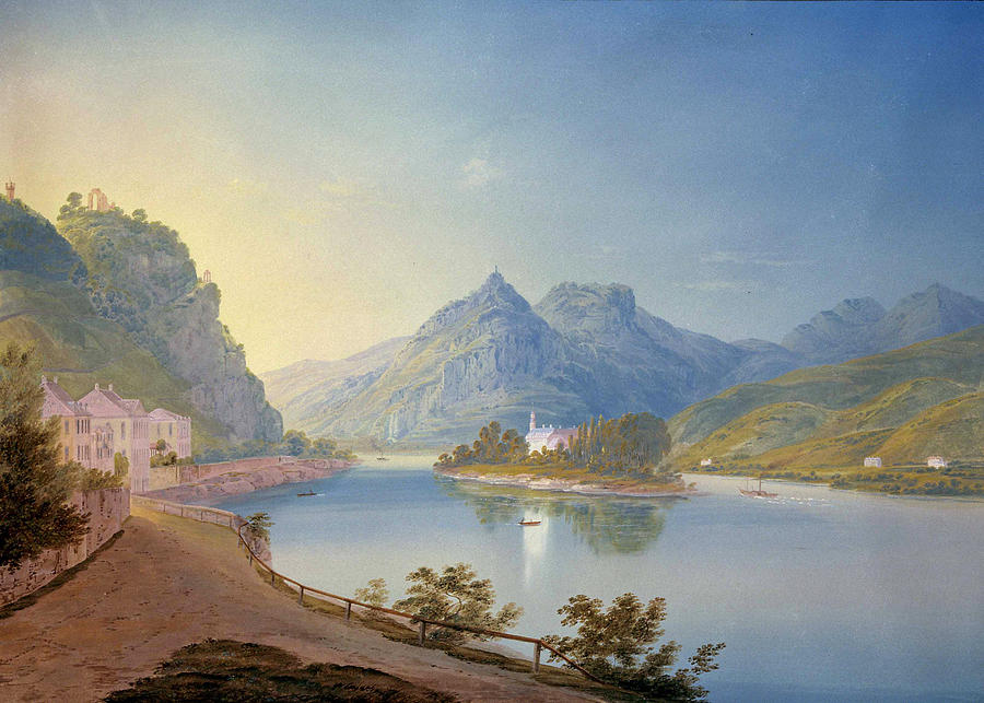 Rolandseck, Nonnenwerth, Siebengebirge Drawing by Eugene Isabey