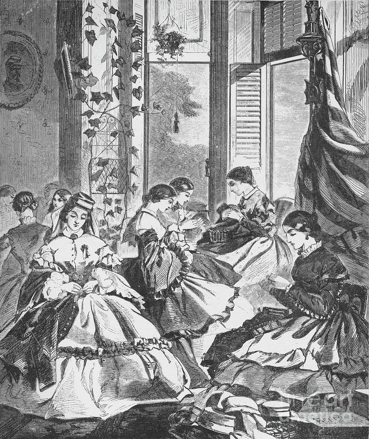 Black And White Drawing - Role Of Women In The War, 1861, 1938 by Print Collector