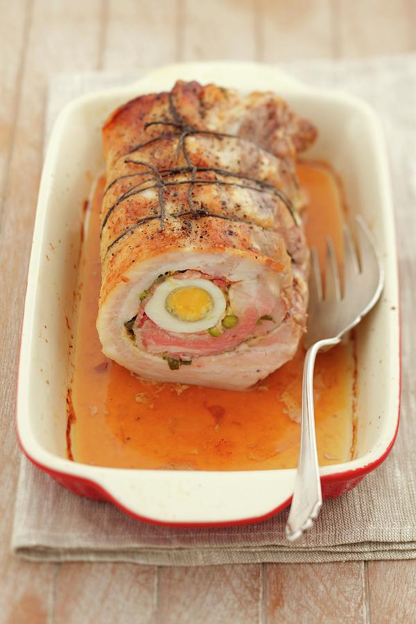 Rolled Roast Pork Filled With Egg Photograph by Castilho, Rua