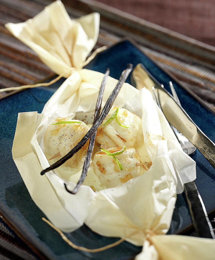 Rolled Sole Fillets With Vanilla, Shallots And Lime Zests Photograph by Bertram