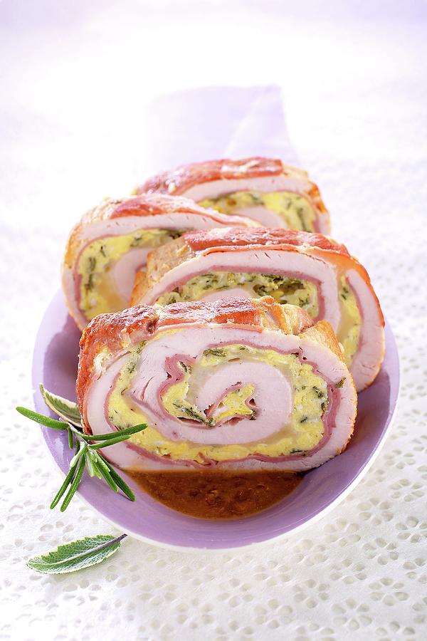 Rolled Turkey Filled With Egg And Ham Photograph by Pizzi, Alessandra