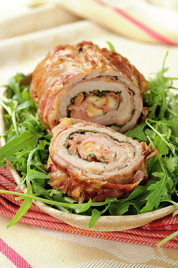 Rolled Veal Stuffed With Mozzarella And Pancetta Photograph by Caste