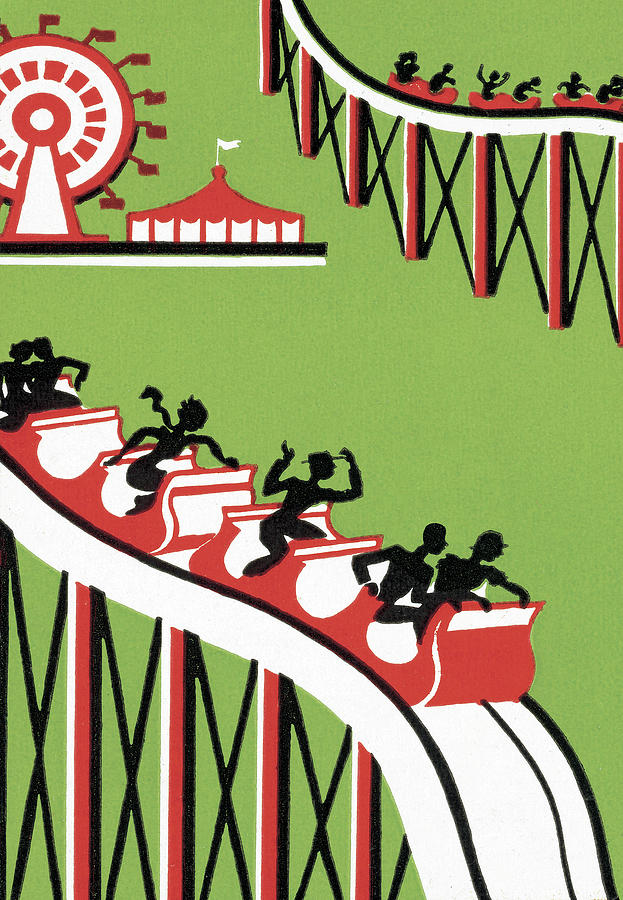 Vintage Drawing - Rollercoaster by CSA Images