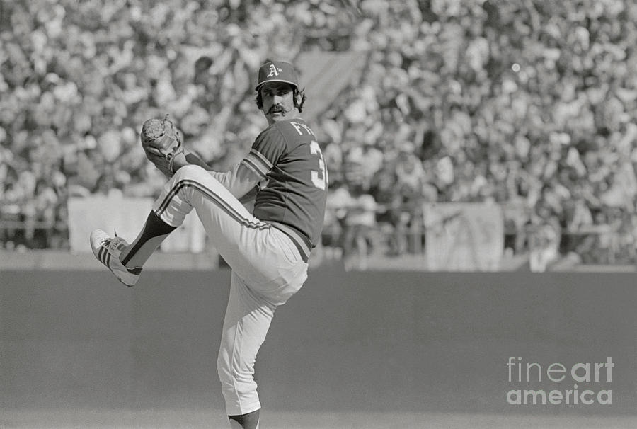 Rollie Fingers Pitching by Bettmann