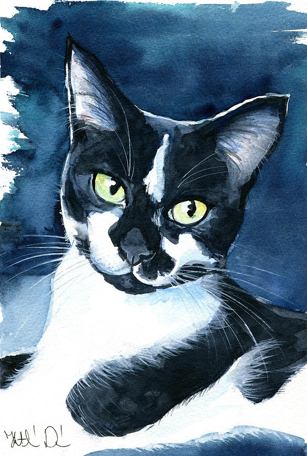 Rollie Tuxedo Cat Painting Painting by Dora Hathazi Mendes