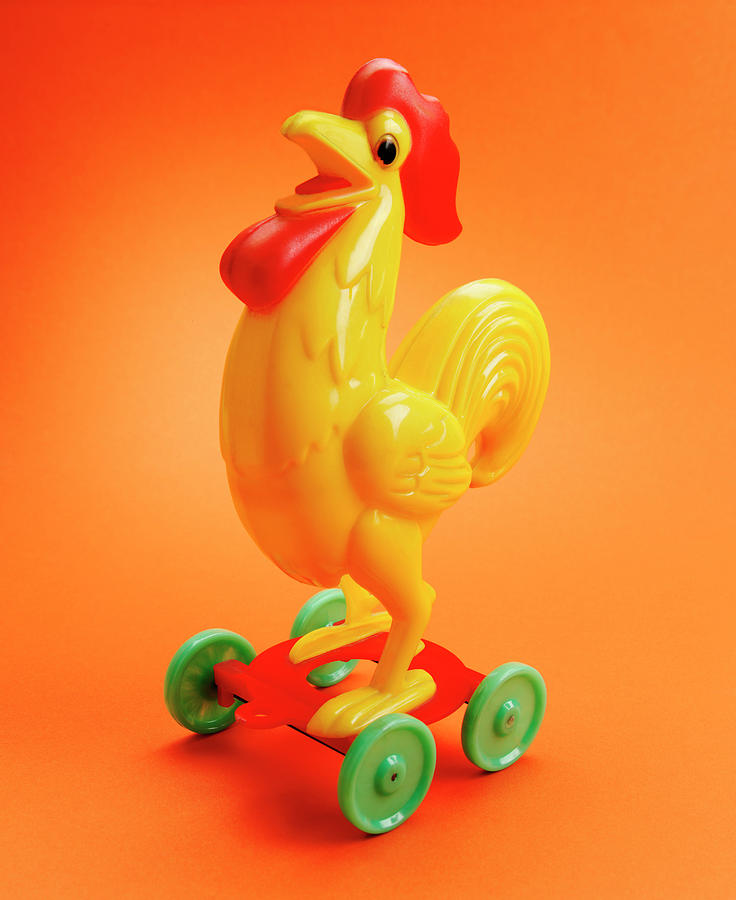 Chicken Drawing - Rolling Rooster Toy by CSA Images