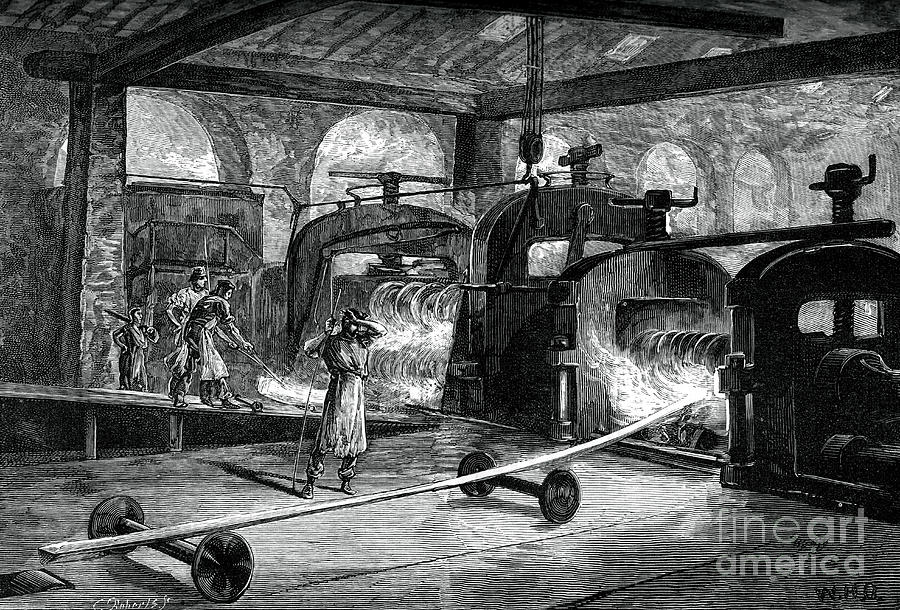 Rolling Steel Rails, C1880.artist Drawing by Print Collector