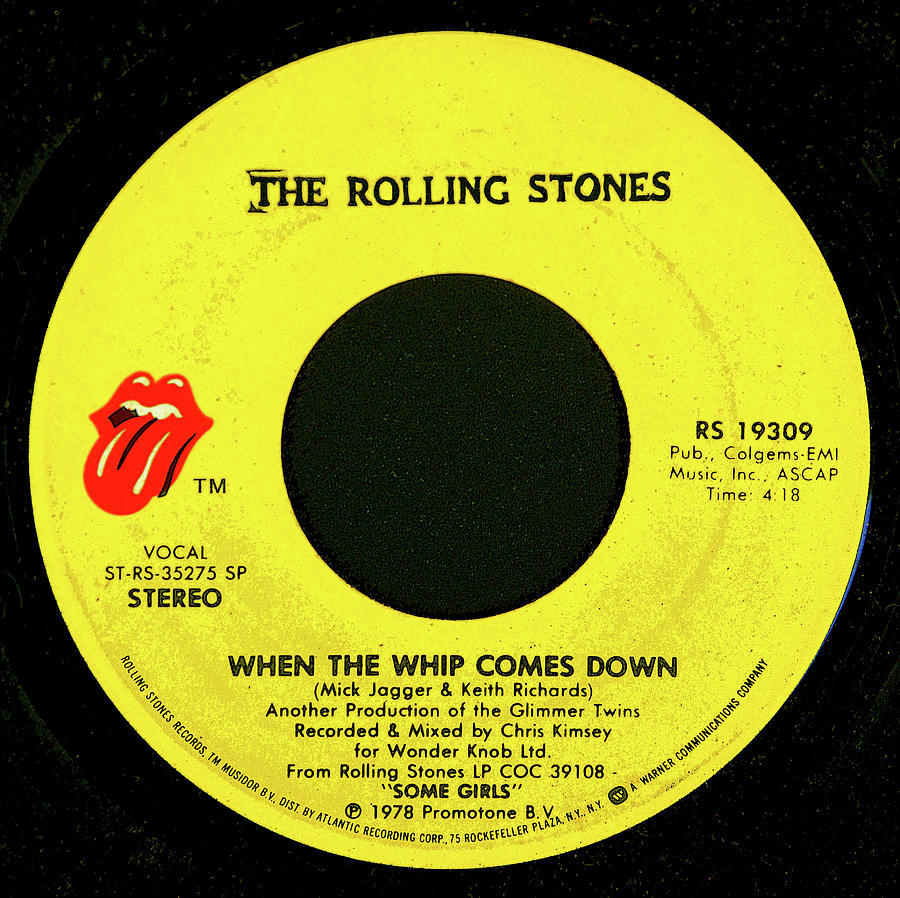 Rolling Stones 45 record When the whip comes down 1978 Digital Art by David Lee Thompson