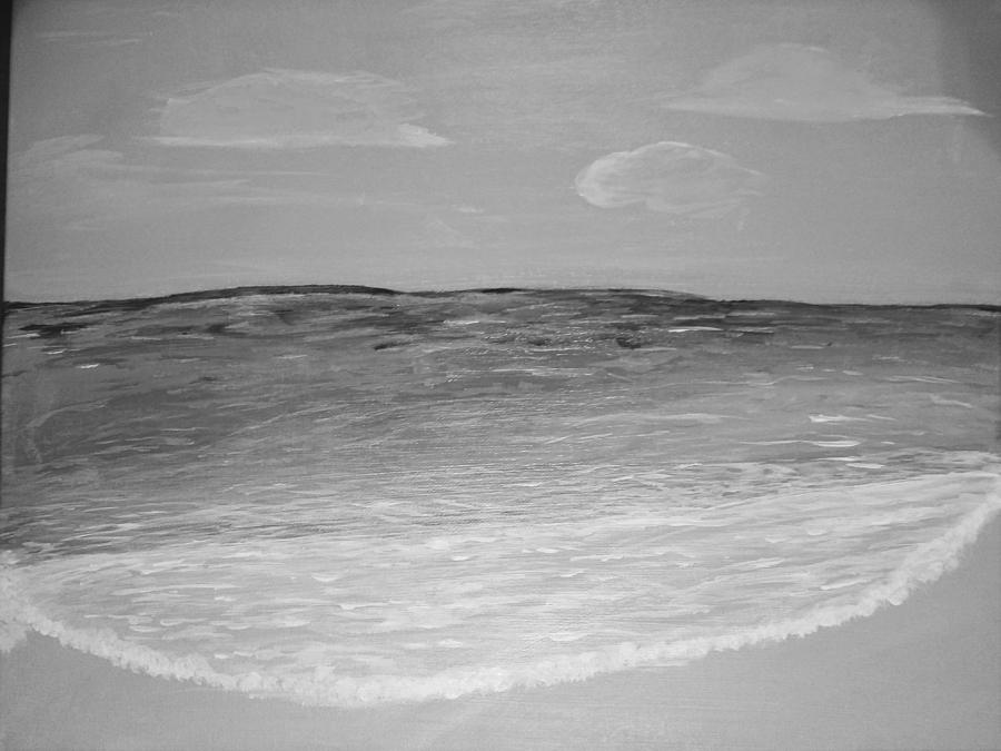 Rolling Waves gray scale Painting by April Clay