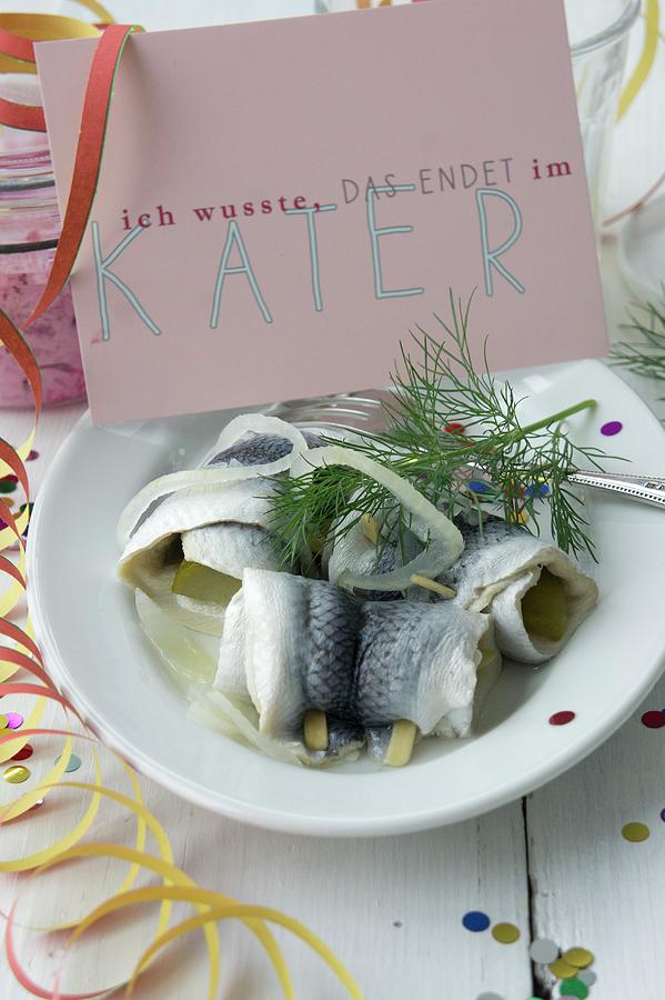 Rollmops With Dill And Onions Photograph by Martina Schindler
