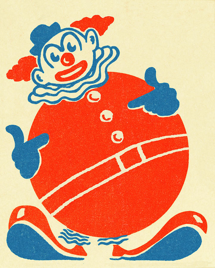 Vintage Drawing - Roly Poly Clown by CSA Images