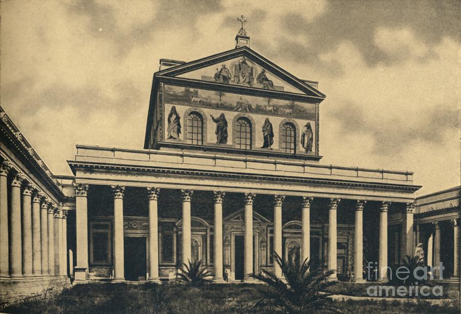 Roma - Principal Facade Of The Basilica Drawing by Print Collector