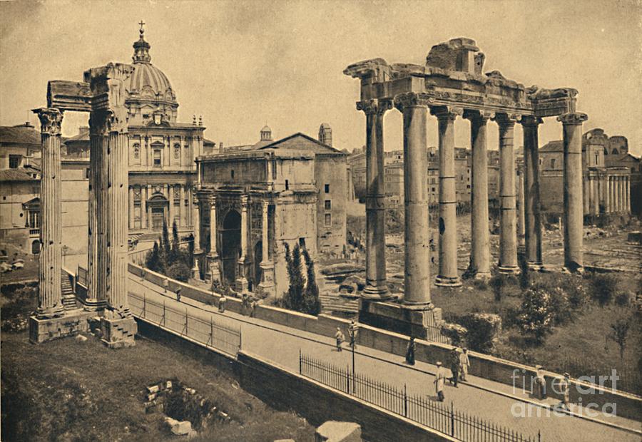 Black And White Drawing - Roma - Roman Forum 1910 by Print Collector