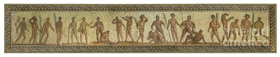 Athlete Photograph - Roman Athletes Mosaic by David Parker/science Photo Library