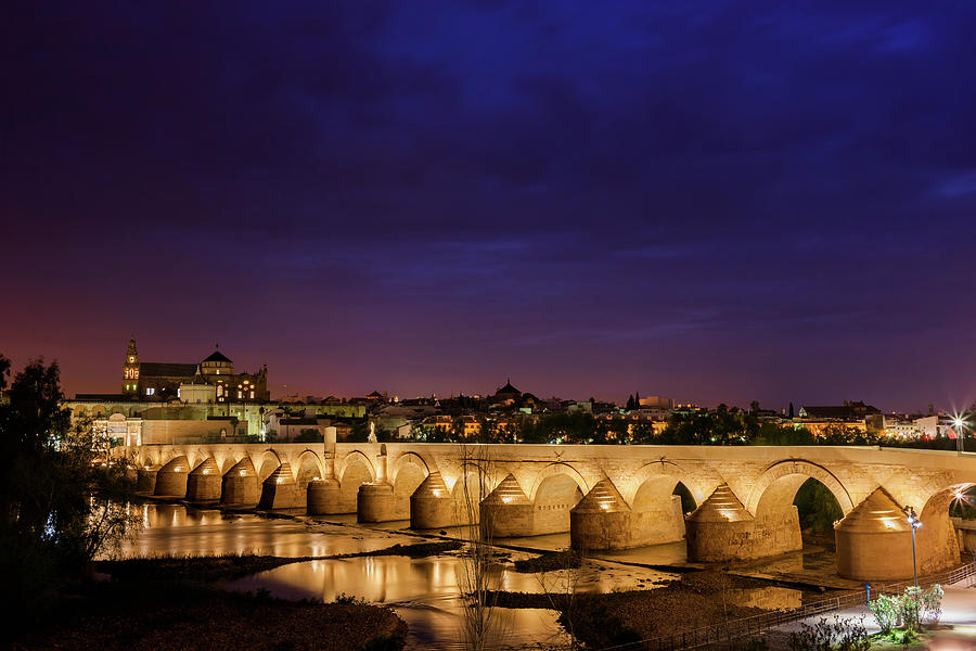 Roman Bridge in Cordoba at Night Photograph by Artur Bogacki
