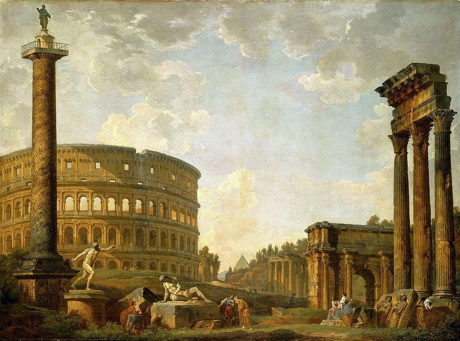 Roman Capriccio;the Colosseum And Other Monuments Painting by Giovanni ...