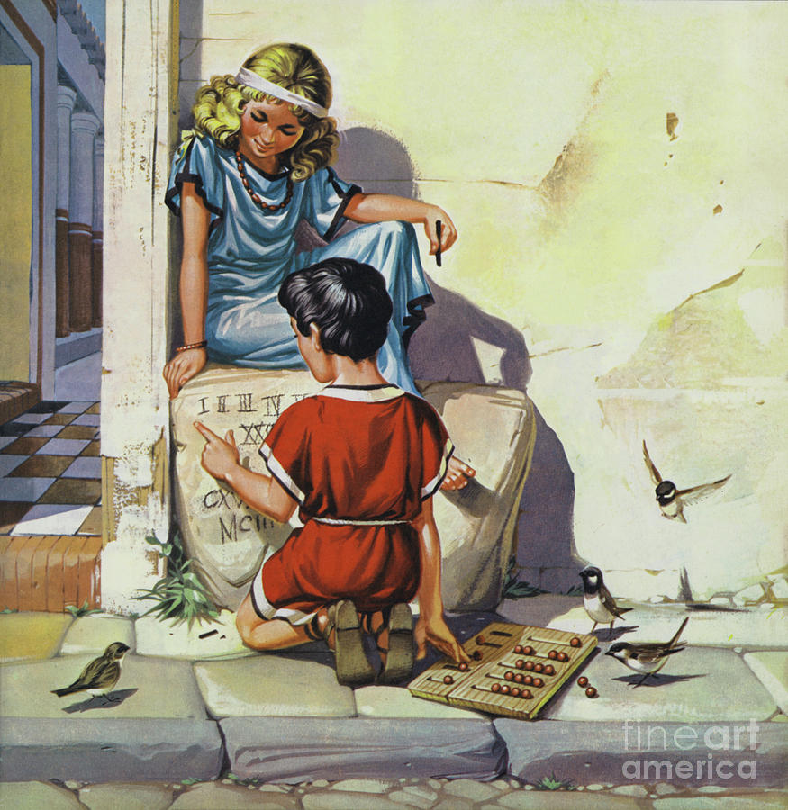 Roman children learning their numbers Painting by Angus McBride