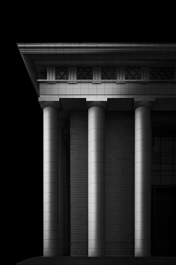 Roman Column B&w Photograph by Yujie Zhang