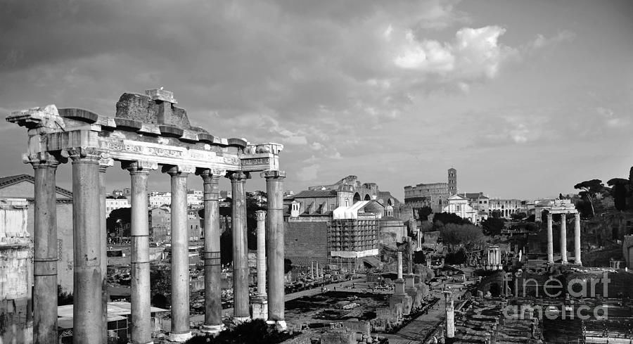 Roman Forum And Colosseo BW Photograph by Stefano Senise