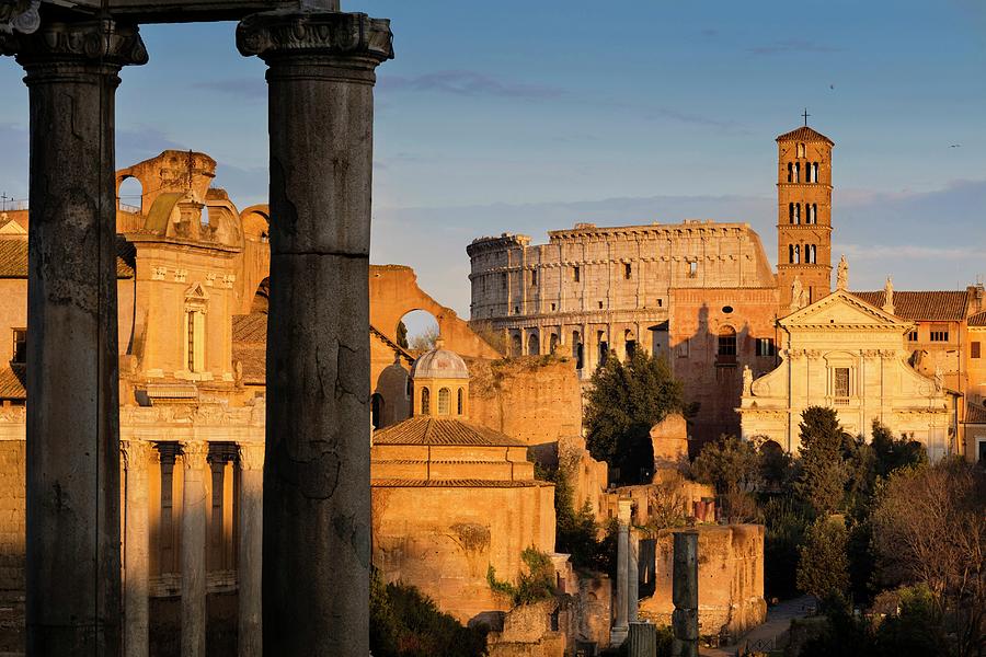 Roman Forum, Coliseum In The Background Digital Art by Massimo Ripani
