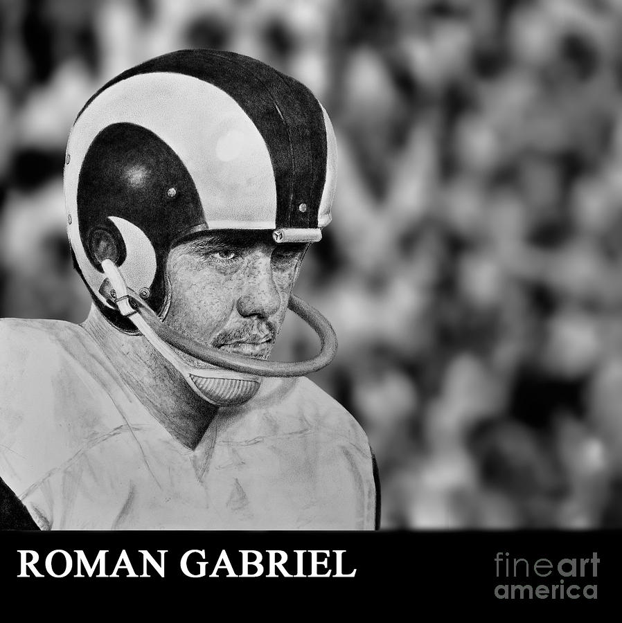 Roman Gabriel of the Los Angeles Rams Drawing by Jim Fitzpatrick