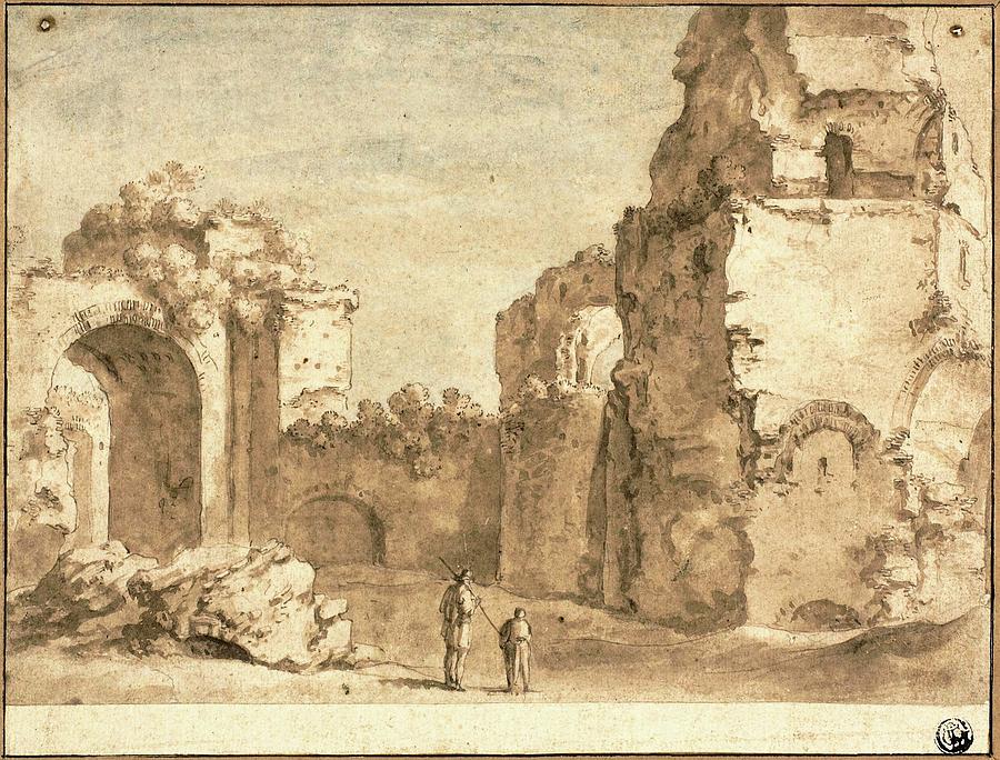 Roman Ruins Drawing by Circle Of Bartholomeus Breenbergh Roman Ruins Drawing by Circle Of Bartholomeus Breenbergh