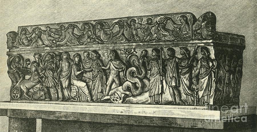 Roman Sarcophagus Drawing by Print Collector