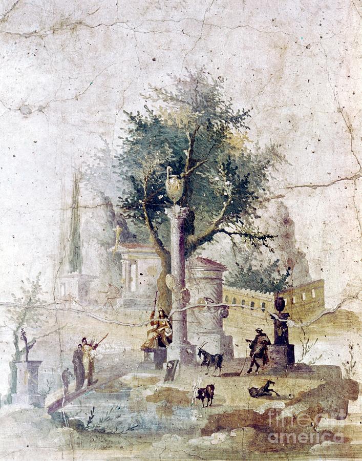Roman Wall Painting From Villa Drawing by Heritage Images