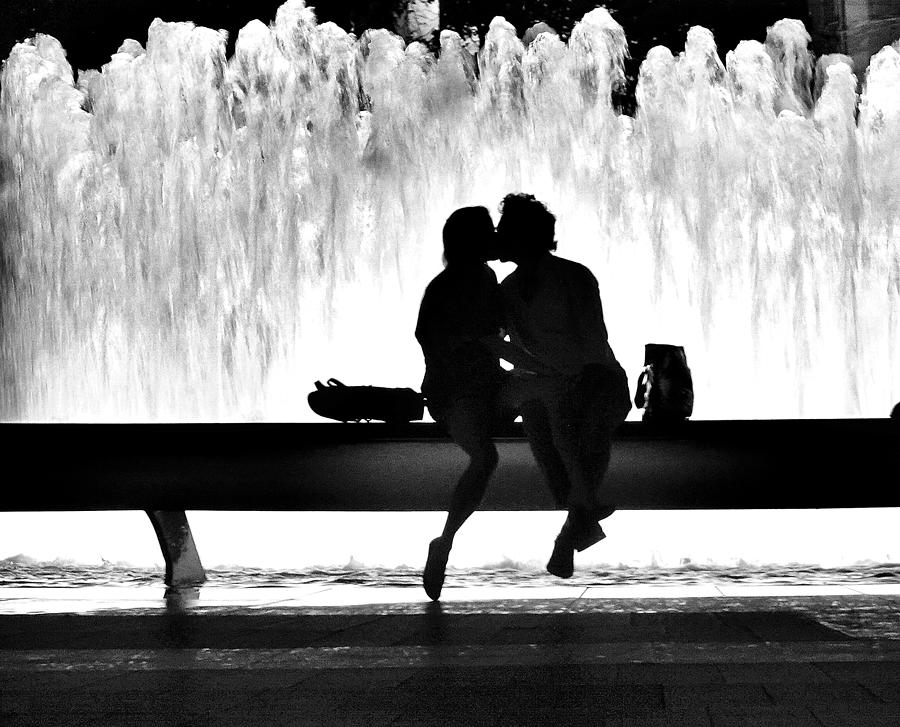 Romance by a Fountain - A New York Moment Photograph by Steve Ember