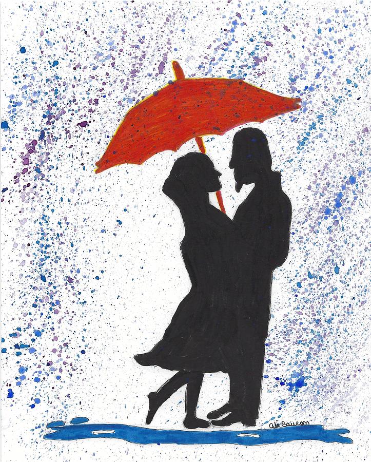 Romance in the Rain Mixed Media by Ali Baucom