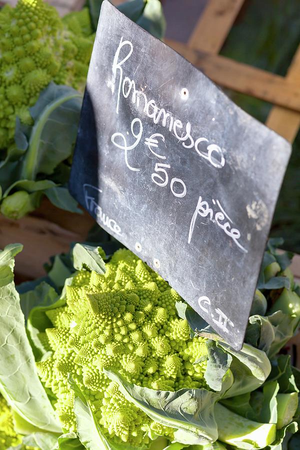 Romanesco Broccoli On A Market Stand In France Photograph by Jalag / Tim Langlotz