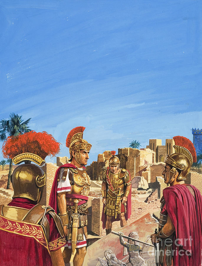 Romans Admiring Remnants Of The Golden Age Of Babylon Painting by ...