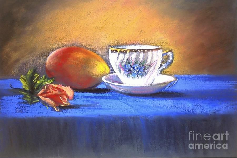 Romantic blue velvet still life Pastel by Louise Lavallee - Pixels